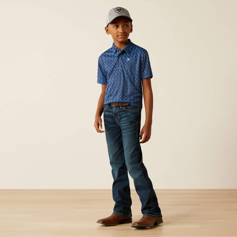 Ariat Boys Blue Depths All Over Printed Polo