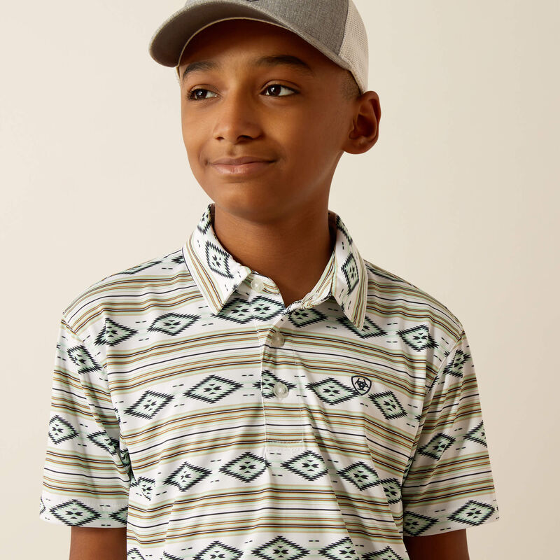 Ariat Boys White Serape All Over Print Polo