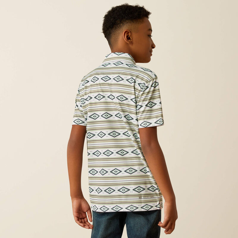 Ariat Boys White Serape All Over Print Polo