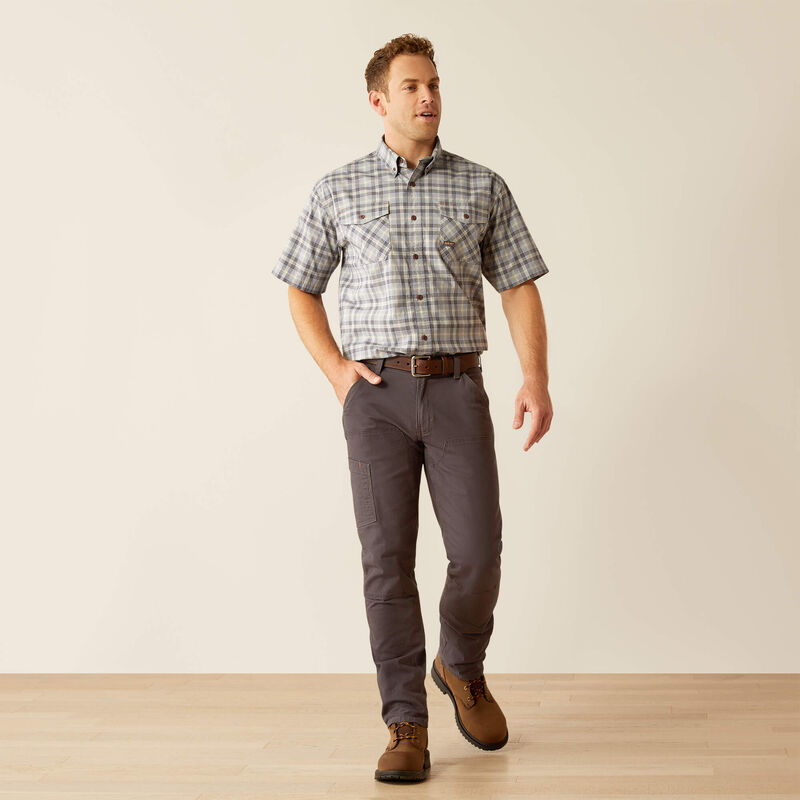 Ariat Apricot Plaid Rebar Made Tough DruaStretch Work Shirt