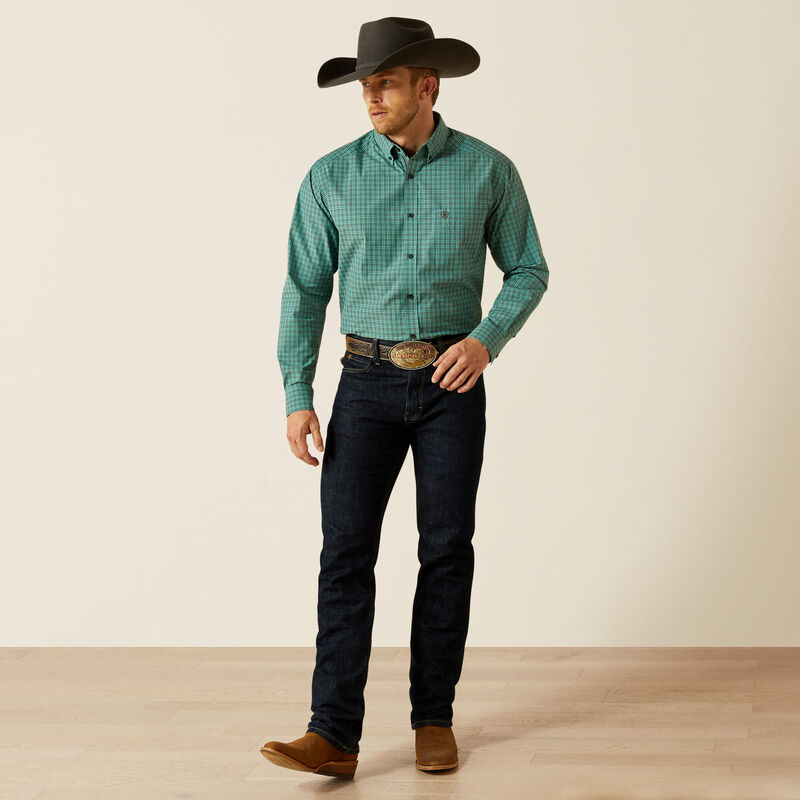 Ariat Men's Pro Series Brooks Aqua Blue Classic Fit Shirt