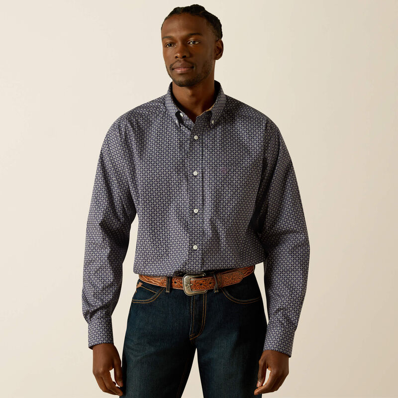 Ariat Men's Navy Wrinkle Free Dale Classic Fit Shirt