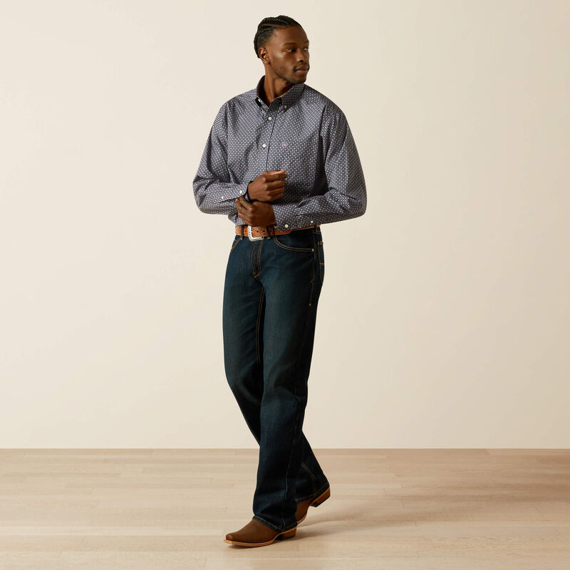 Ariat Men's Navy Wrinkle Free Dale Classic Fit Shirt