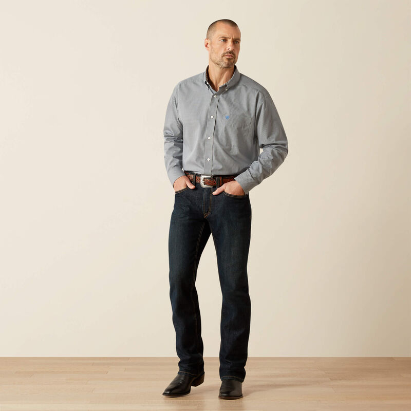 Ariat Men's Wrinkle Free Clayton Light Grey Classic Fit Shirt