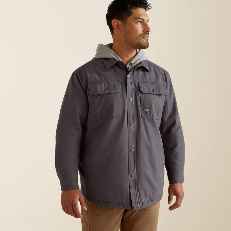 Ariat Men's Rebar Canvas Grey Button Up Shirt Jacket