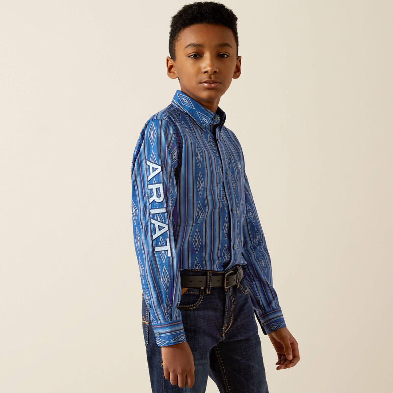 Ariat Boy's Blue Team Pace Classic Fit Shirt