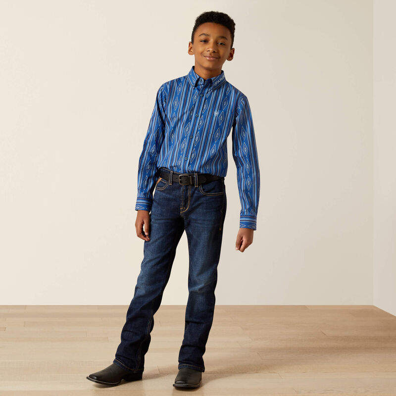Ariat Boy's Blue Team Pace Classic Fit Shirt
