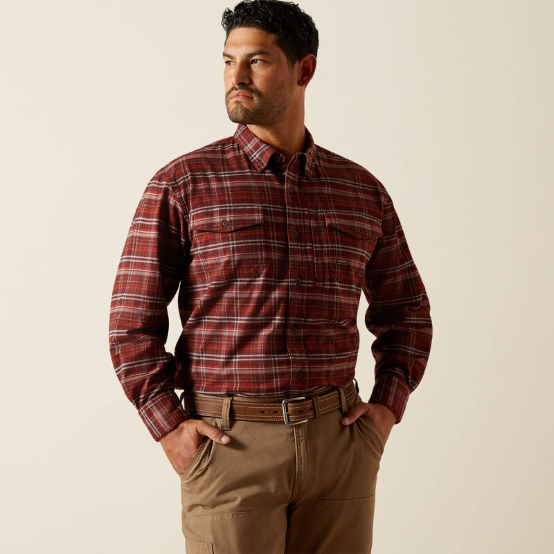 Ariat Men's Rebar Bitter Chocolate Flannel DuraStretch Work Shirt
