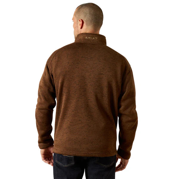 Ariat Men's Caldwell Logo Carafe Brown 1/4 Zip Sweater