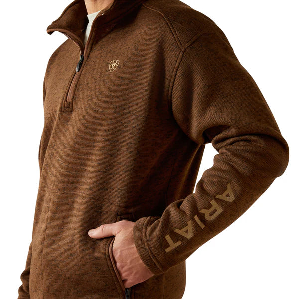 Ariat Men's Caldwell Logo Carafe Brown 1/4 Zip Sweater