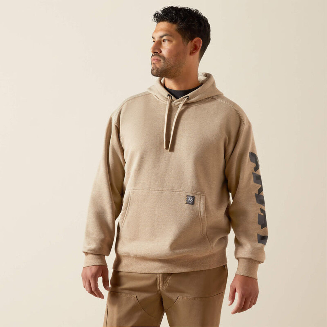 Ariat Men's Rebar Oatmeal Lightweight Logo Hoodie