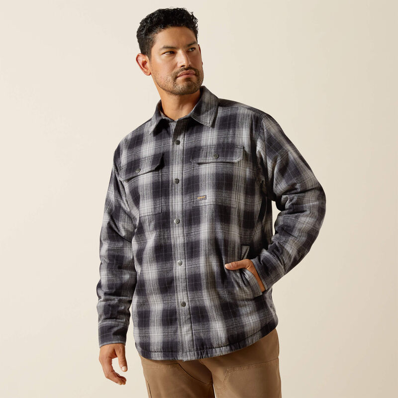 Men's Ariat Black Rebar Flannel Insulated Shirt Jacket