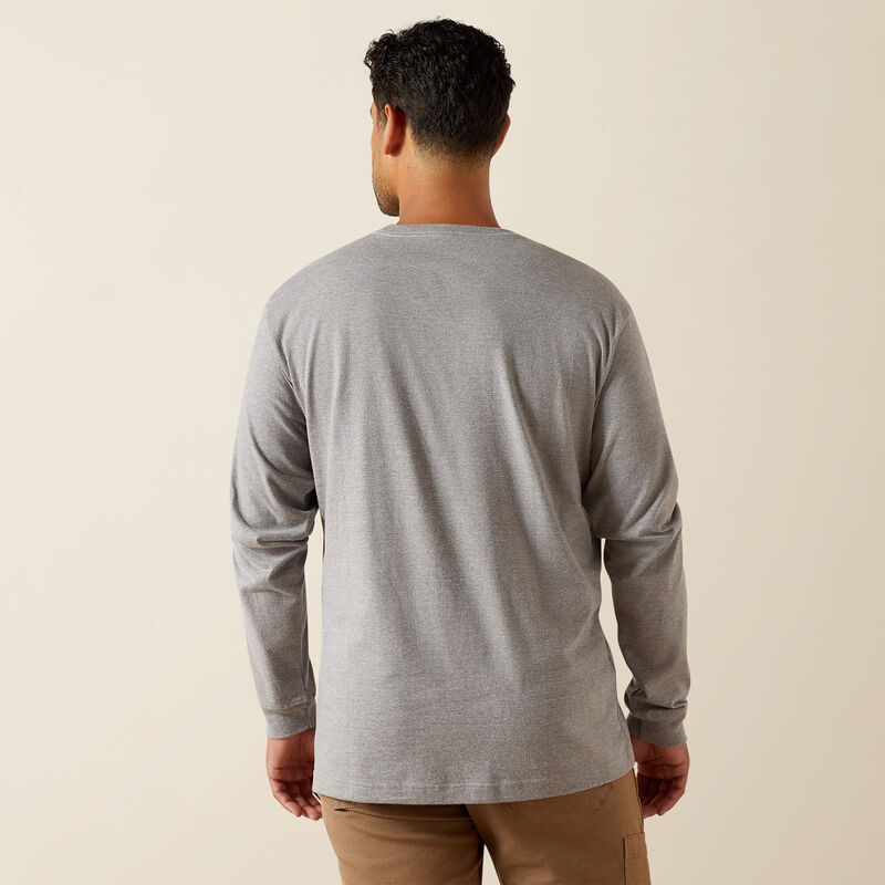 Ariat Men's Heather Grey Rebar Cotton Strong Standard Pocket Long Sleeve Tee
