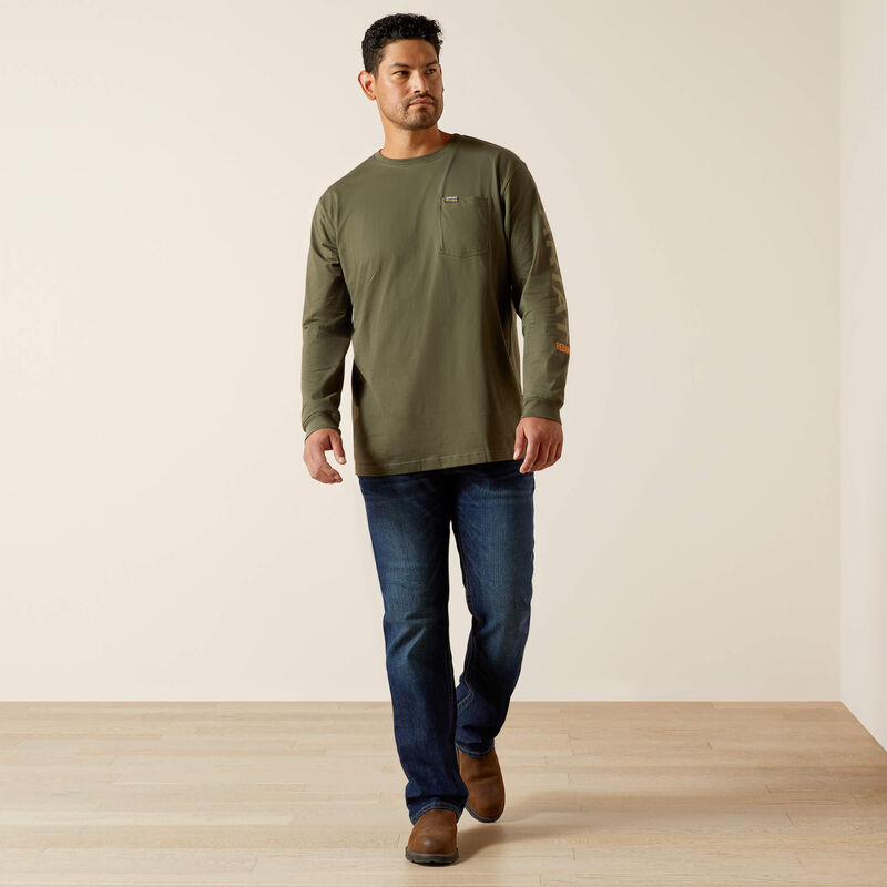 Ariat Men's Cotton Strong Standard Logo Long Sleeve Pocket Tee