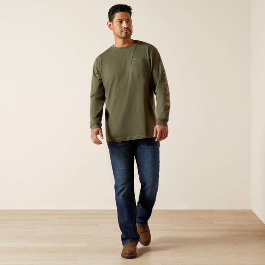 Ariat Men's Cotton Strong Standard Logo Long Sleeve Pocket Tee