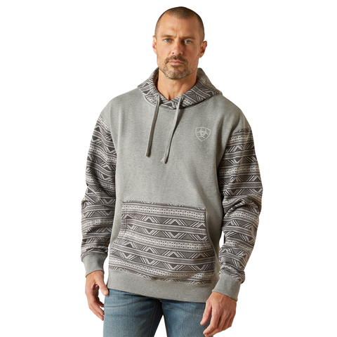 Ariat Men's Grey Southwestern Color Block Hoodie