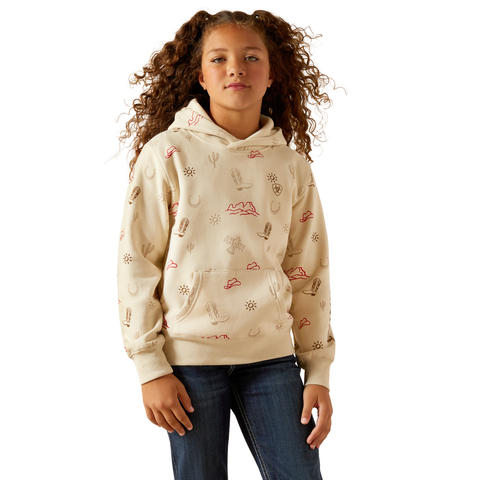 Ariat Girl's Layla Print Western Stamps Hoodie