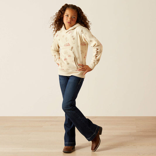 Ariat Girl's Layla Print Western Stamps Hoodie