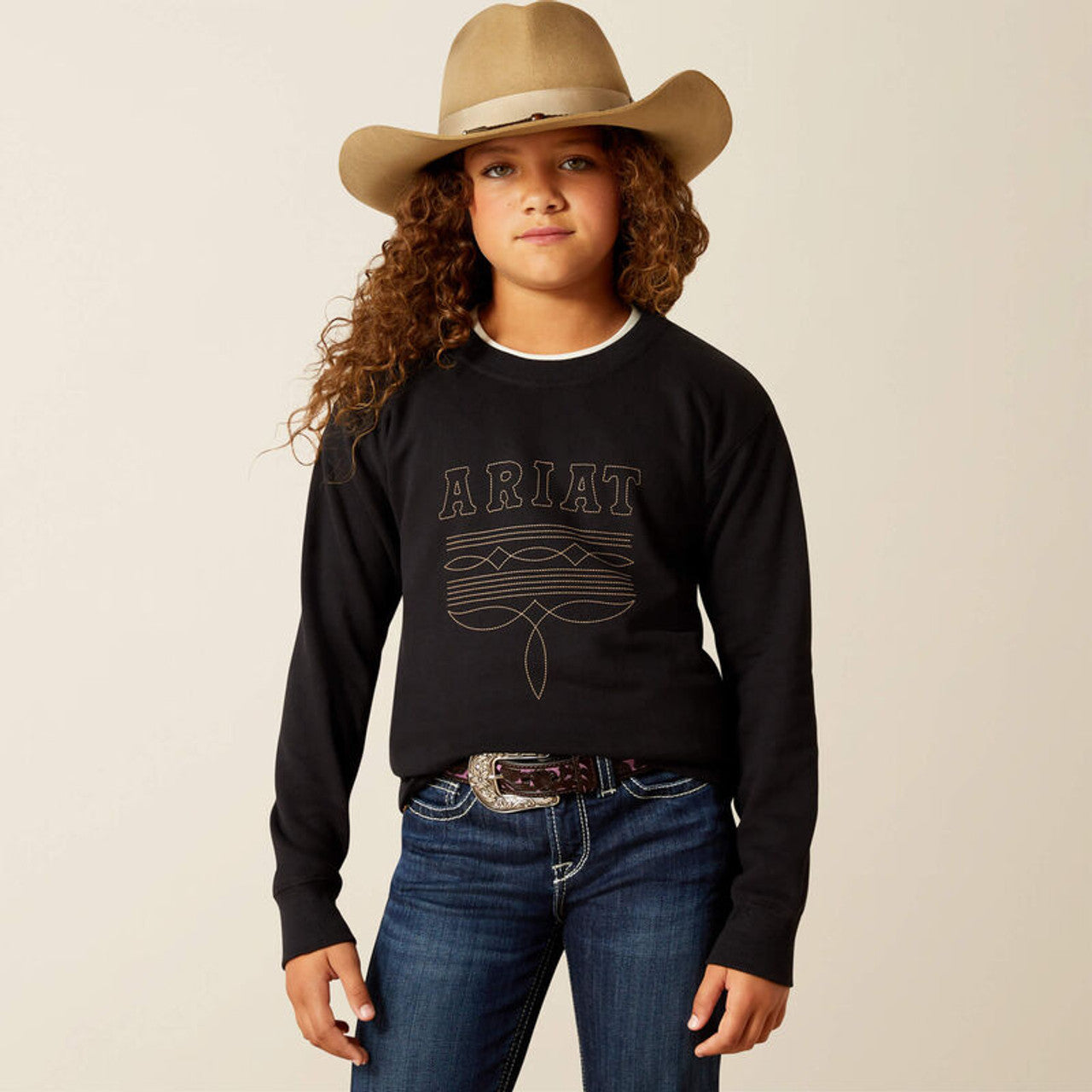 Ariat Girl's Black Booted Logo Sweatshirt