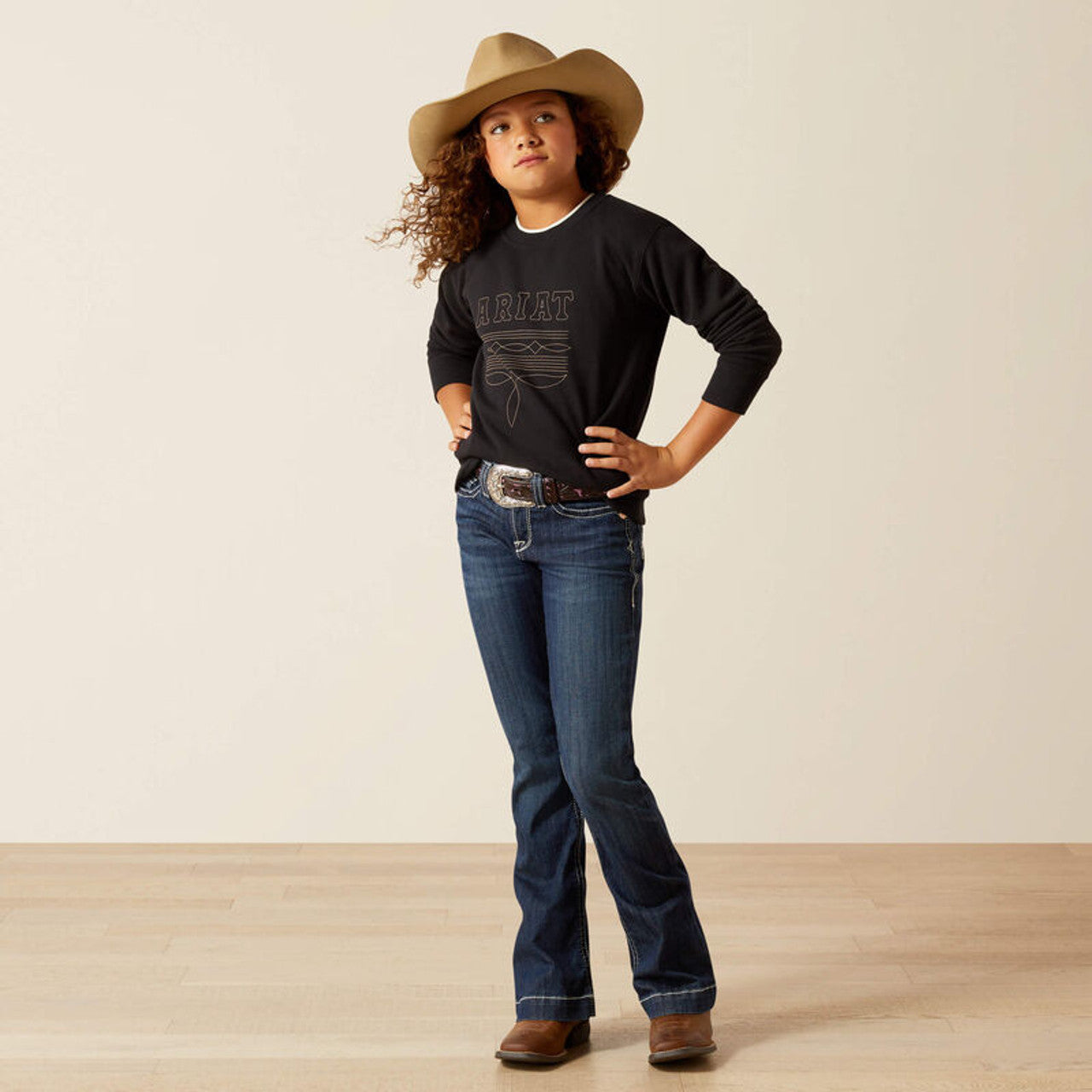 Ariat Girl's Black Booted Logo Sweatshirt