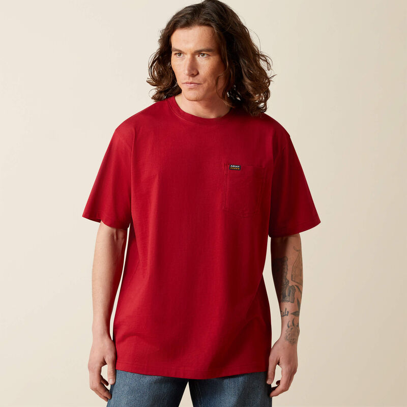 Men's Ariat Rebar Cotton Strong Standard Pocket Tee -Rio Red