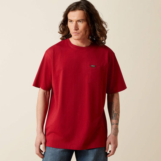 Men's Ariat Rebar Cotton Strong Standard Pocket Tee -Rio Red