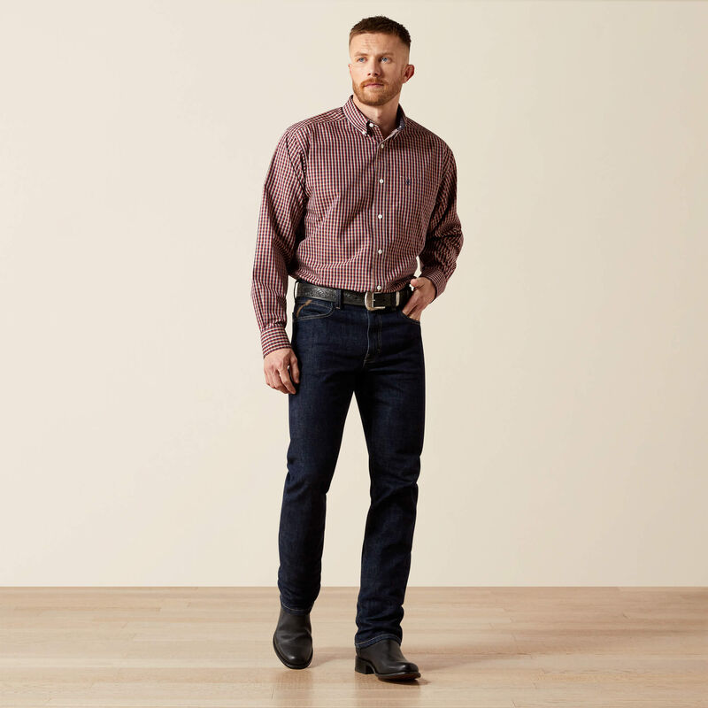 Ariat Men's Red Wrinkle Free Benson Classic Fit Shirt