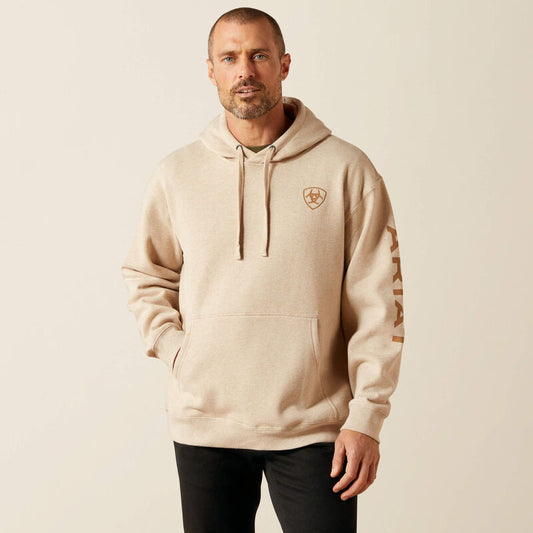 Ariat Men's Oatmeal Heather Logo Hoodie