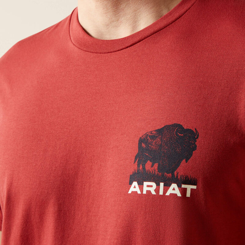 Ariat Men's Brick Red Buffalo Flag Tee