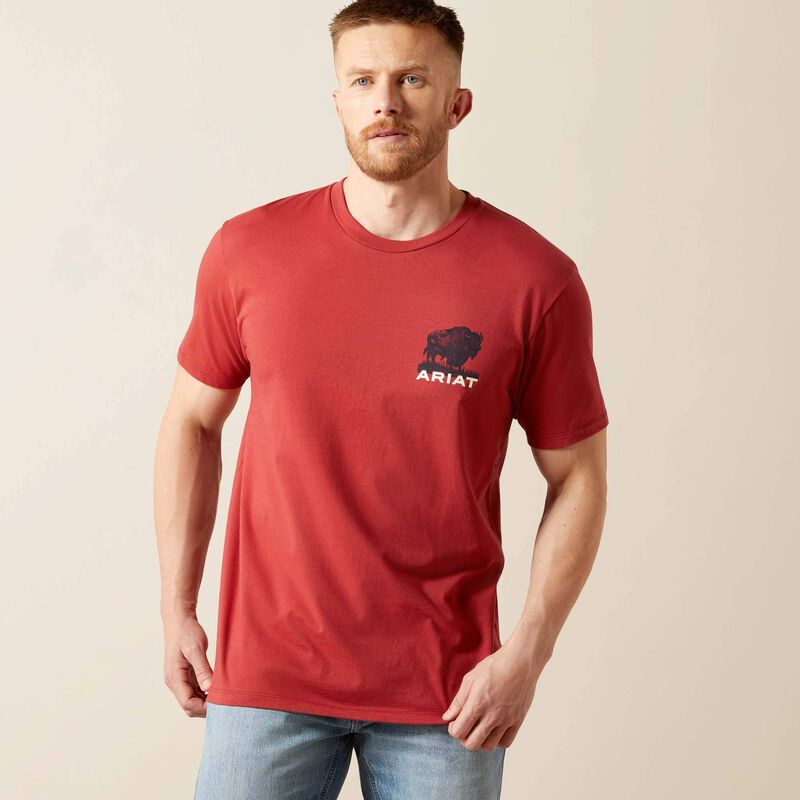 Ariat Men's Brick Red Buffalo Flag Tee