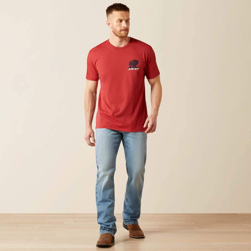 Ariat Men's Brick Red Buffalo Flag Tee