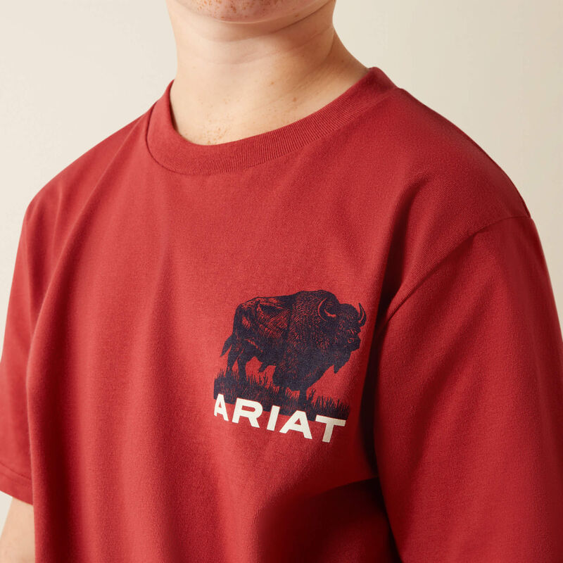 Ariat Boy's Brick Red Buffalo Flag Tee