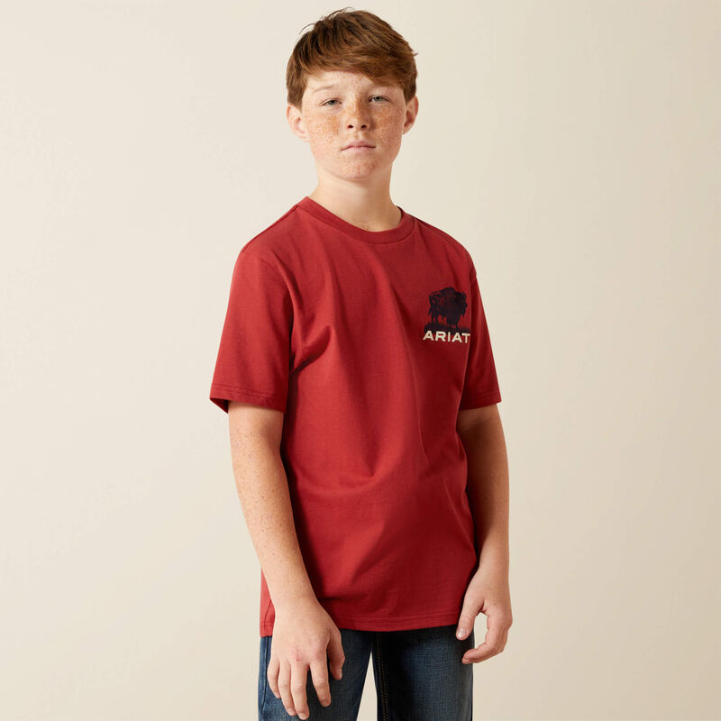 Ariat Boy's Brick Red Buffalo Flag Tee
