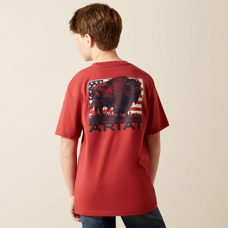 Ariat Boy's Brick Red Buffalo Flag Tee