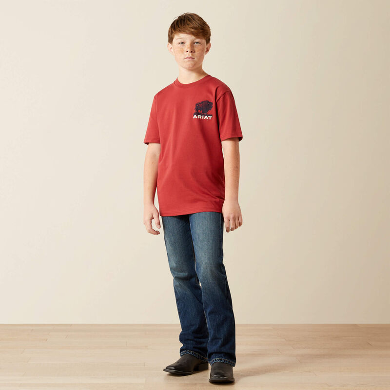 Ariat Boy's Brick Red Buffalo Flag Tee
