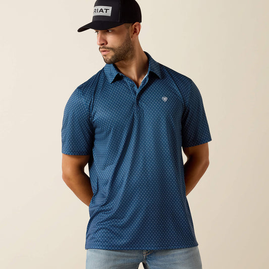 Ariat Men's Dark Denim Medallion All Over Print Polo