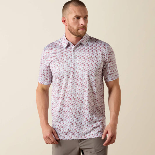 Ariat Men's White Island All Over Print Polo