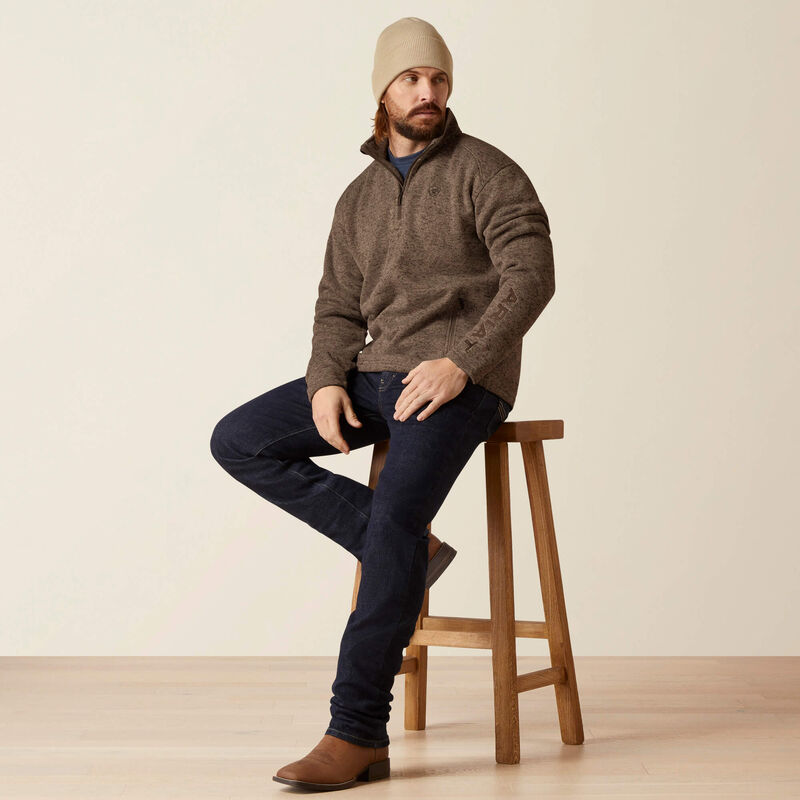 Ariat Men's Khaki Caldwell Logo 1/4 Zip Sweater
