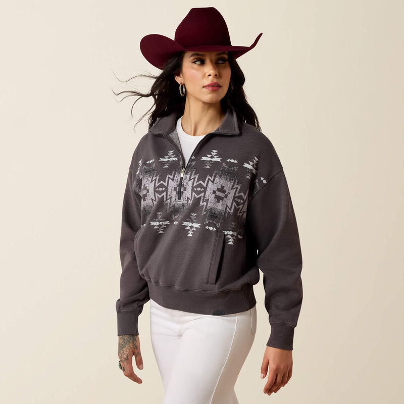Women's Ariat Aztec Black Fern 1/2 Zip Sweatshirt