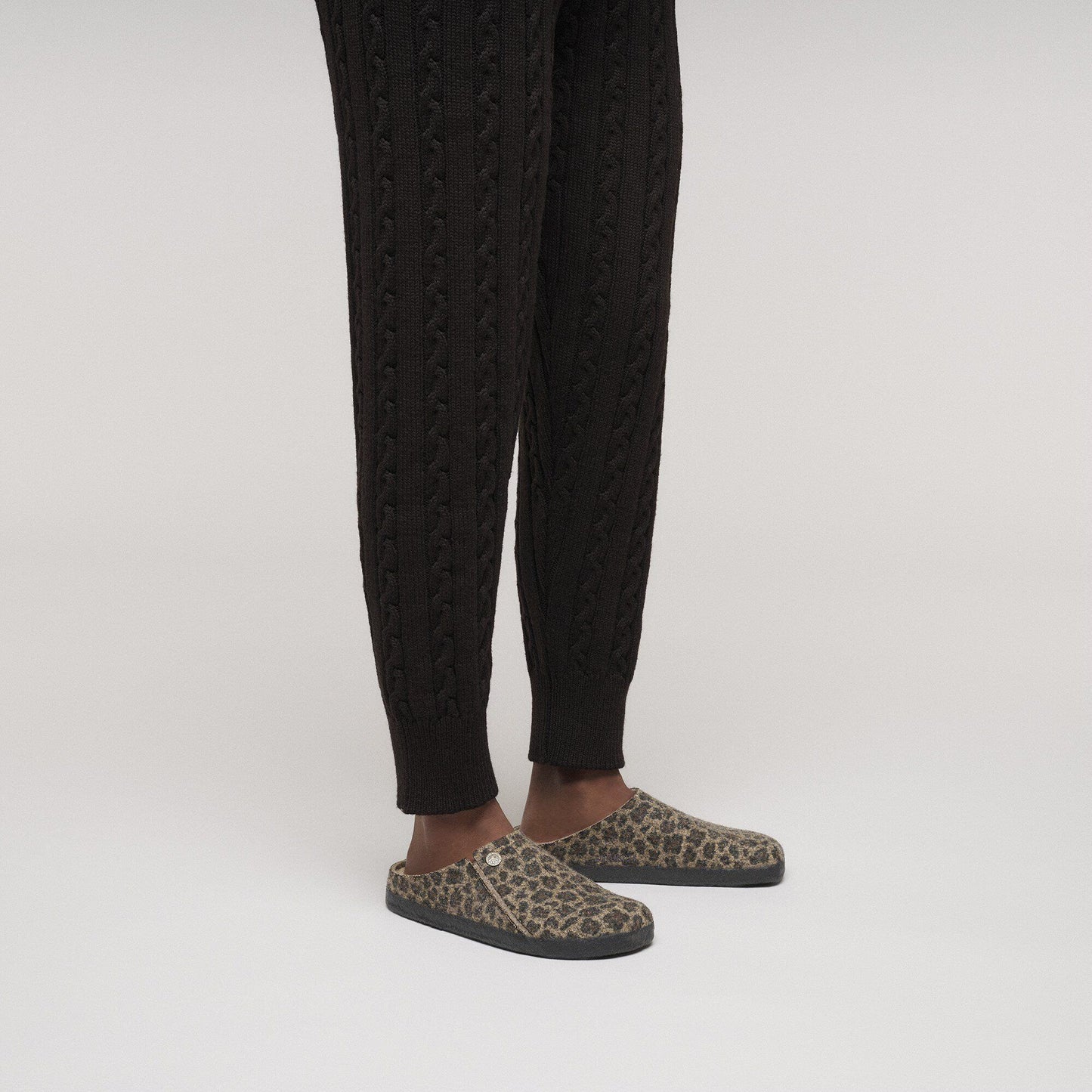 Zermatt Wool Felt Leopard Birkenstock Slippers