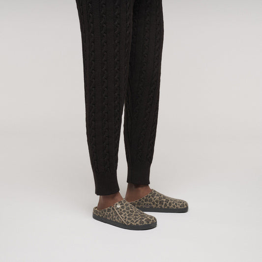 Zermatt Wool Felt Leopard Birkenstock Slippers