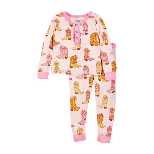Pink Cowboy Boots Toddler Pajamas by Mud Pie