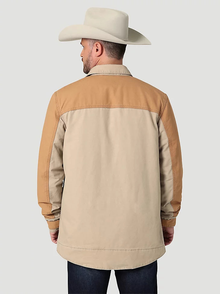Men's Wrangler Mixed Canvas Chore Jacket Vintage Khaki