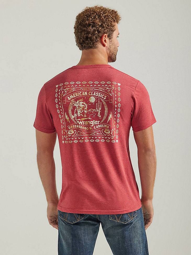 Men's Wrangler American Classic Graphic T-Shirt in Brick Red Heather