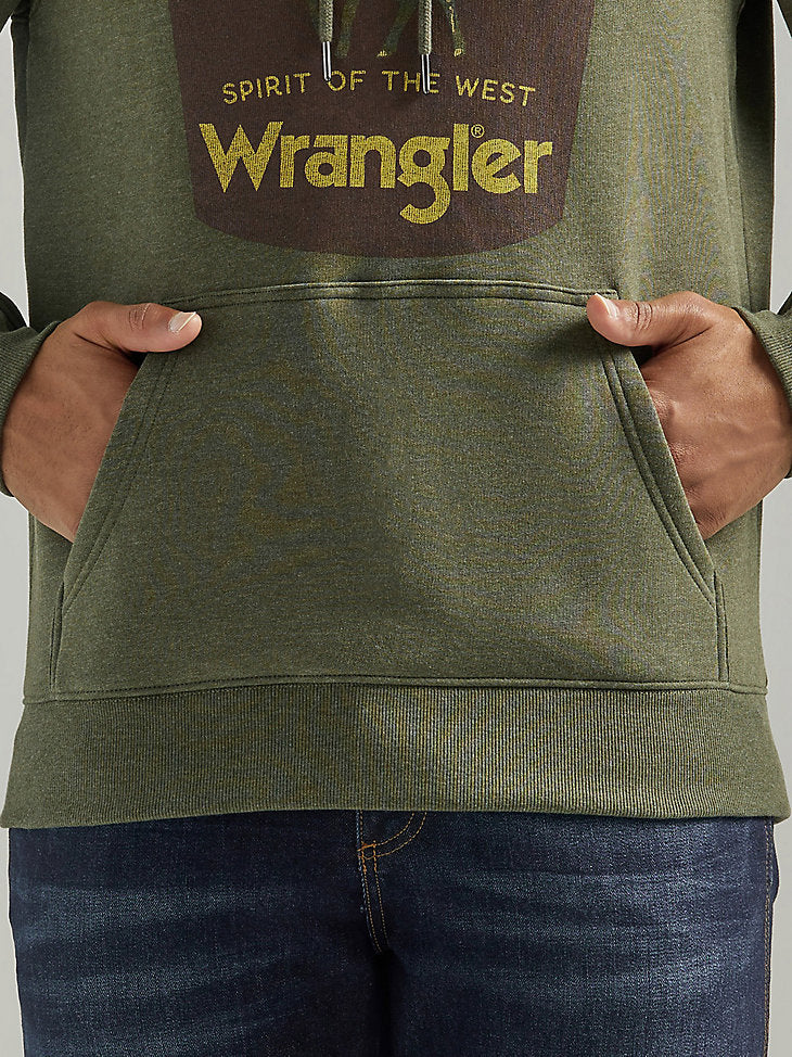 Men's Wrangler Front Animal Logo Pullover Hoodie- Deep Depths