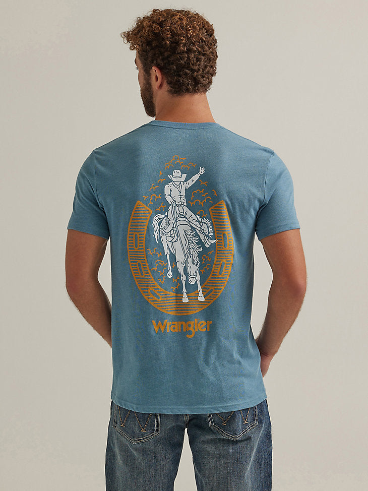 Wrangler Men's Back Graphic Tee- Provincial Blue