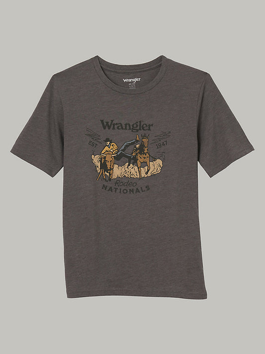 Boy's Wrangler Rodeo National Graphic T-Shirt- Pewter