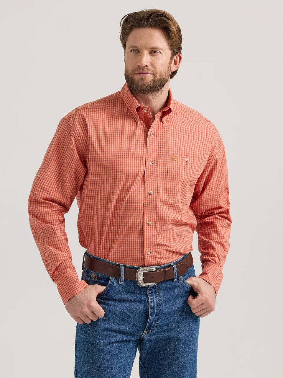 Wrangler George Strait LS Button Down Shirt in Sienna