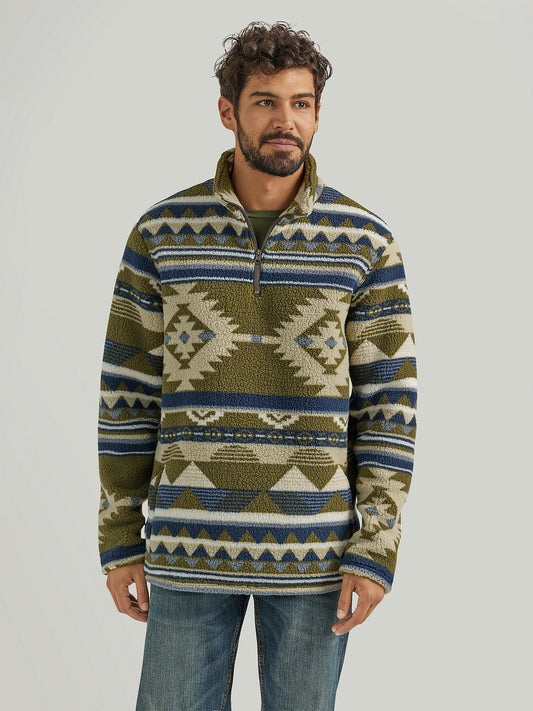 Men's Wrangler Heavyweight Quarter Zip Sherpa Pullover- Alpine