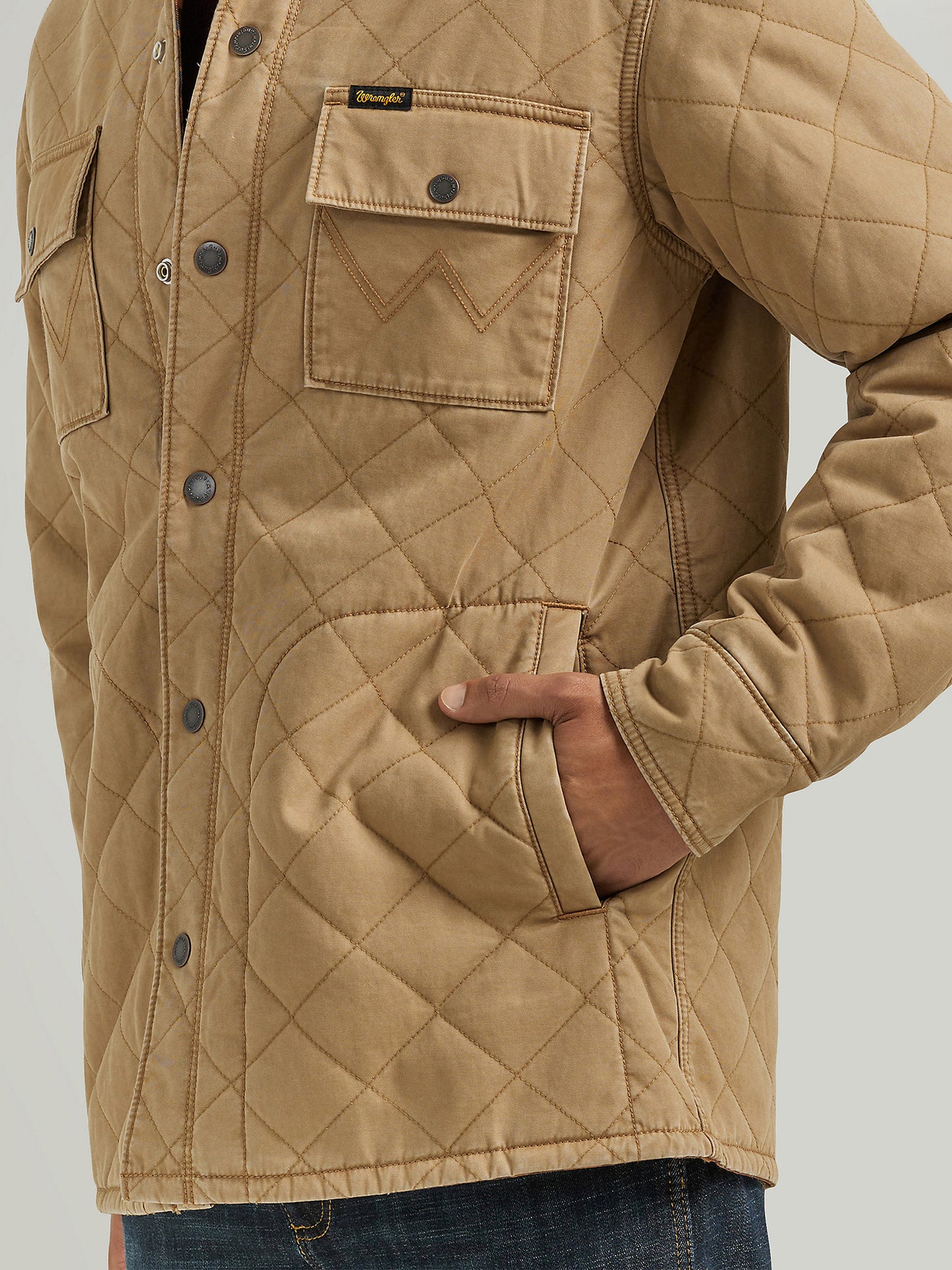 Men's Wrangler Reversible Quilted Shirt Jacket- Clay